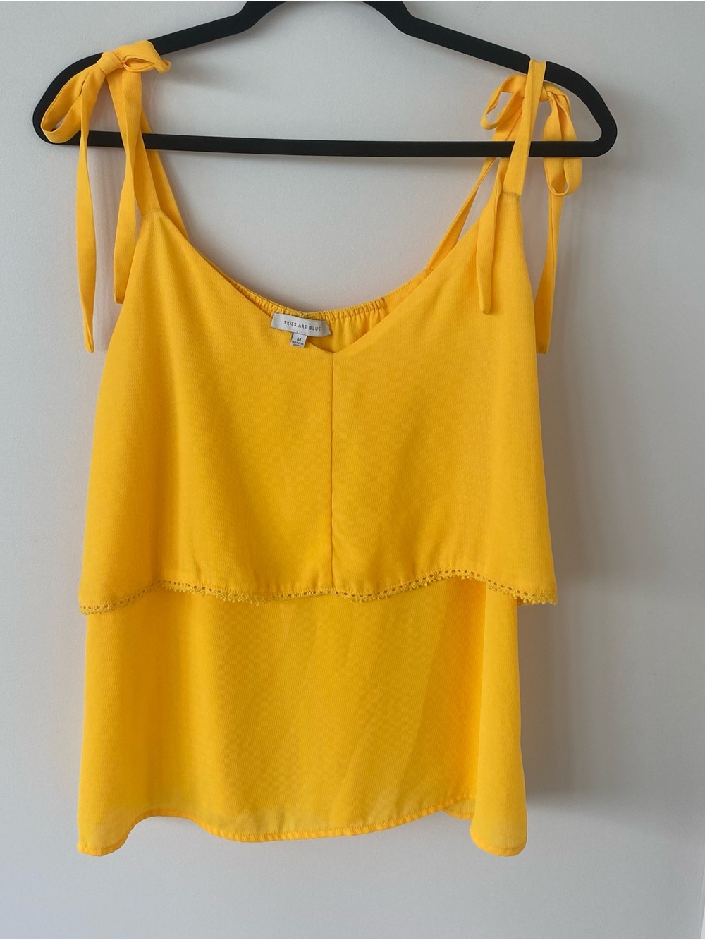 Skies Are Blue Yellow Tie-Shoulder Layered Camisole